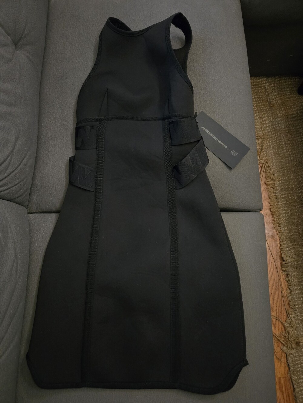 Alexander Wang H&M Black Sculpted Scuba Mini Dress with Side Buckles